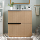 Fluted Bathroom Vanity With Ceramic Sink and Soft-Close Slides