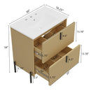 Fluted Bathroom Vanity With Ceramic Sink, Freestanding Design