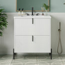 Fluted Bathroom Vanity With Ceramic Sink, Freestanding Design