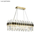 GobekUsa Fluted Crystal Island Lamp: Mid-Century LED Pendant Light in Black-Gold for Dining Room
