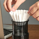 Fluted white disposable paper coffee filters kitchen basket style by Decorbites