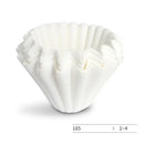 Fluted white disposable paper coffee filters kitchen basket style by Decorbites