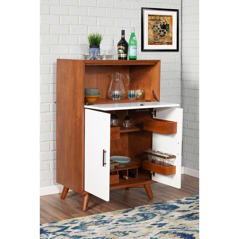 Flynn Large Bar Cabinet, Acorn/White