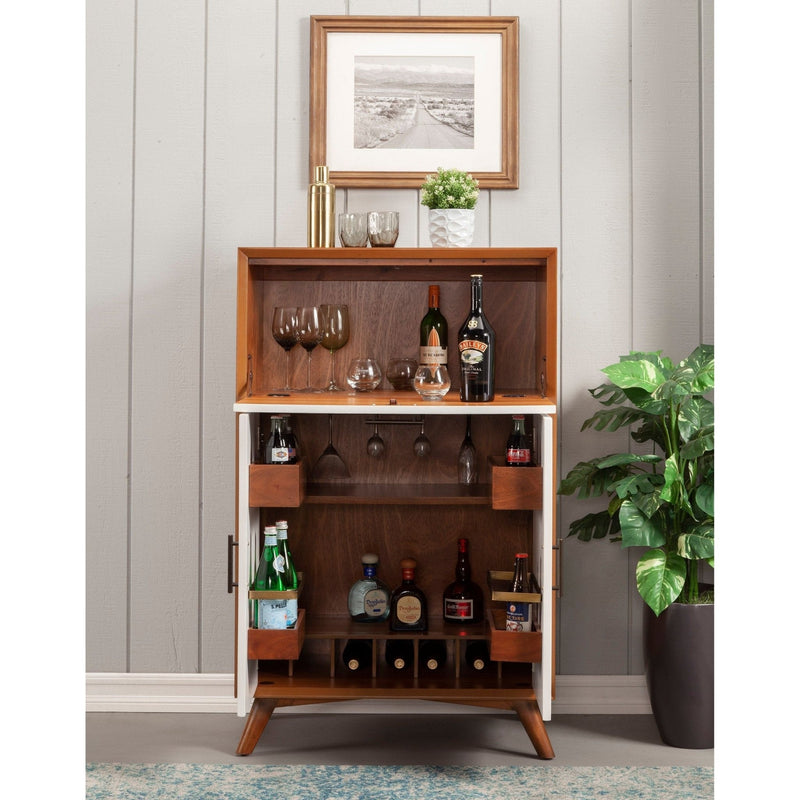 Flynn Large Bar Cabinet, Acorn/White