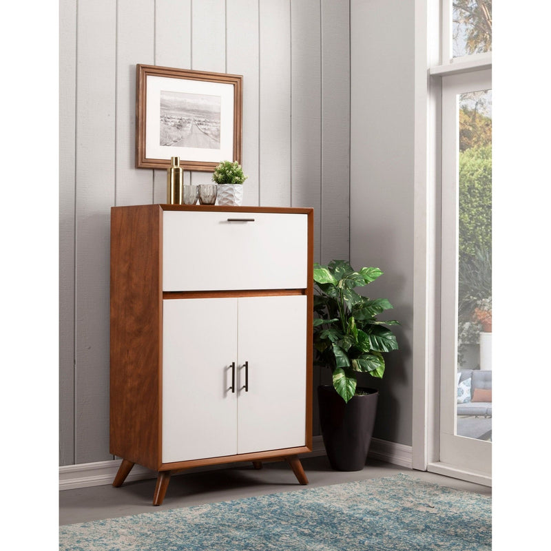 Flynn Large Bar Cabinet, Acorn/White