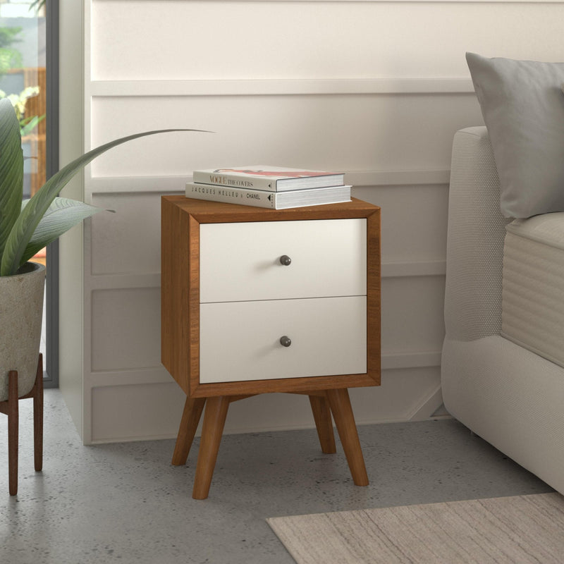 Flynn Nightstand, Chestnut/White