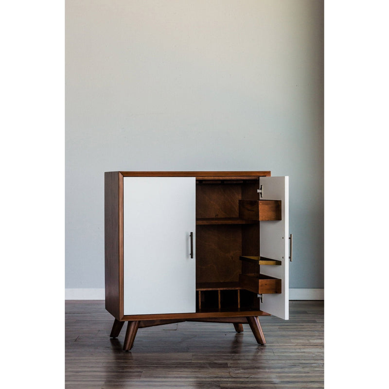 Flynn Small Bar Cabinet, Acorn/White