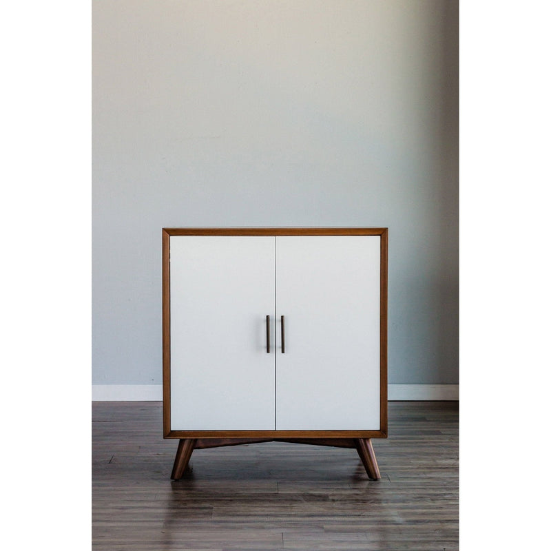 Flynn Small Bar Cabinet, Acorn/White