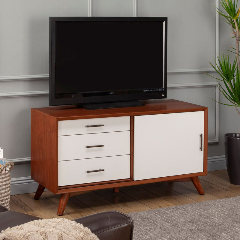 Flynn Small TV Console, Acorn/White