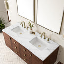 James Martin Amberly 60" Dual Mount Double Bathroom Vanity, Mid-Century Walnut