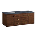 James Martin Amberly 60" Dual Mount Double Bathroom Vanity, Mid-Century Walnut