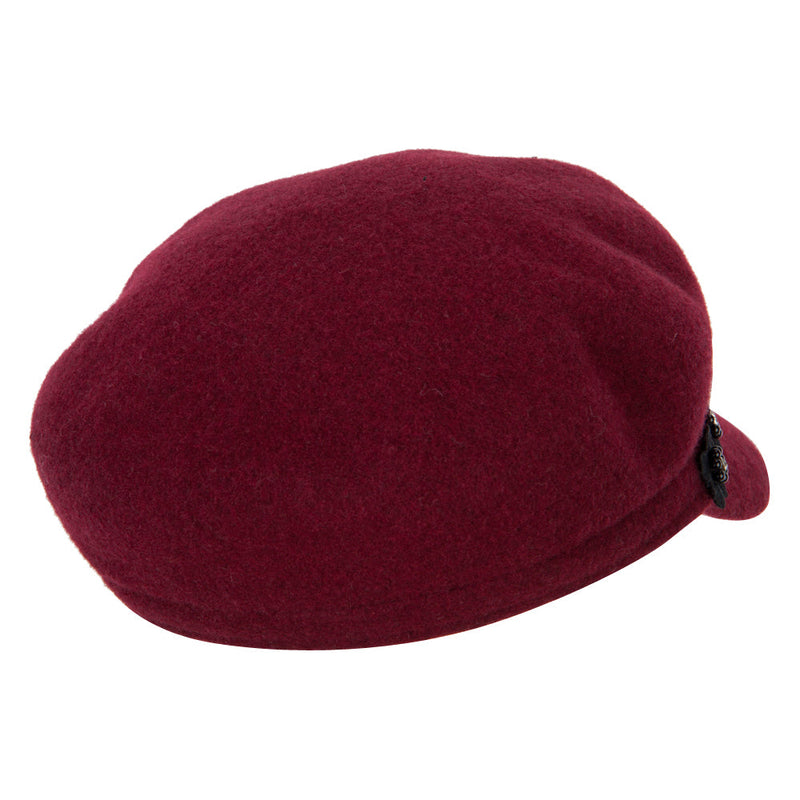 Women's Flower Band Accented Wool Felt Newsboy Cap