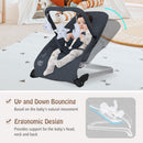 Foldable Baby Bouncer with Removable Fabric Cover and Toy Bar-Black