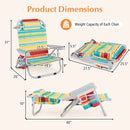 Foldable Backpack Beach Chair with Cup Holder and Storage Pockets Set of 2-Multicolor