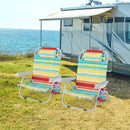 Foldable Backpack Beach Chair with Cup Holder and Storage Pockets Set of 2 by LJGDeals
