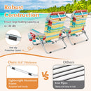 Foldable Backpack Beach Chair with Cup Holder and Storage Pockets Set of 2-Multicolor