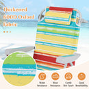 Foldable Backpack Beach Chair with Cup Holder and Storage Pockets Set of 2-Multicolor