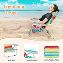 Foldable Backpack Beach Chair with Cup Holder and Storage Pockets Set of 2-Multicolor