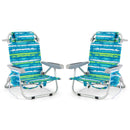 Foldable Backpack Beach Chair with Cup Holder and Storage Pockets Set of 2
