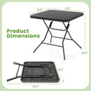 2.6FT Foldable Dining Table with Wood Grain HDPE Tabletop and Non-slip Foot Pads-Black by LJGDeals