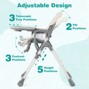 Foldable High Chair with Footrest and Detachable Tray by DirectDeals