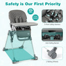 Foldable High Chair with Footrest and Detachable Tray-Gray