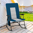 Foldable Rocking Padded Portable Camping Chair with Backrest and Armrest -Blue