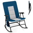 Foldable Rocking Padded Portable Camping Chair with Backrest and Armrest -Blue