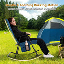Foldable Rocking Padded Portable Camping Chair with Backrest and Armrest by LJGDeals