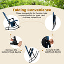 Foldable Rocking Padded Portable Camping Chair with Backrest and Armrest -Blue