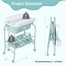 Folding Baby Changing Table with Bathtub and 4 Universal Wheels by LJGDeals