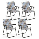 4 Pieces Folding Beach Chair Camping Lawn Webbing Chair by LJGDeals