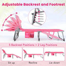 Folding Beach Lounge Chair with Pillow for Outdoor-Pink and White by DirectDeals