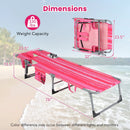 Folding Beach Lounge Chair with Pillow for Outdoor-Pink and White by DirectDeals
