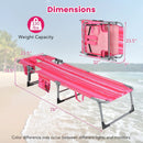 Folding Beach Lounge Chair with Pillow for Outdoor-Pink and White by LJGDeals