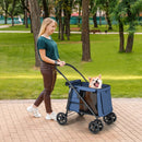 Folding Pet Stroller for Small and Medium Pets with Breathable Mesh andx One-Button Foldable by LJGDeals