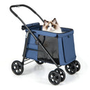 Folding Pet Stroller for Small and Medium Pets with Breathable Mesh andx One-Button Foldable by LJGDeals