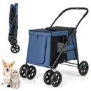 Folding Pet Stroller for Small and Medium Pets with Breathable Mesh andx One-Button Foldable by LJGDeals