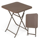 Folding Picnic Table with Rattan Grain HDPE Tabletop and Sturdy Metal Fame-Coffee by LJGDeals
