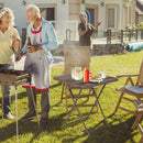 Folding Picnic Table with Rattan Grain HDPE Tabletop and Sturdy Metal Fame-Coffee by LJGDeals