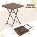 Folding Picnic Table with Rattan Grain HDPE Tabletop and Sturdy Metal Fame-Coffee by LJGDeals