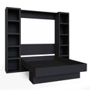 Easy-Lift Full Murphy Wall Bed in Black with Two Bookshelves
