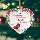 Cardinals Appear When Angels Are Near Floral Heart Christmas Ornament
