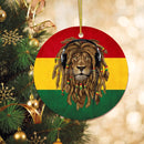 Reggae Lion Ornament, Jamaican Christmas Decoration, Reggae Music Flag