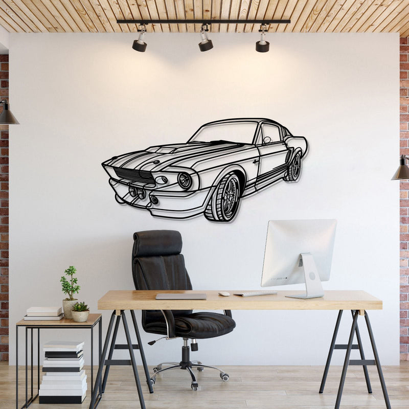 1967 Mustang Shelby GT500 Fastback Perspective Metal Car Wall Art - MT1155