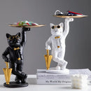 GobekUsa Bulldog Resin Statue Tray: Home Decor Sculpture Figurine Study Room Ornament