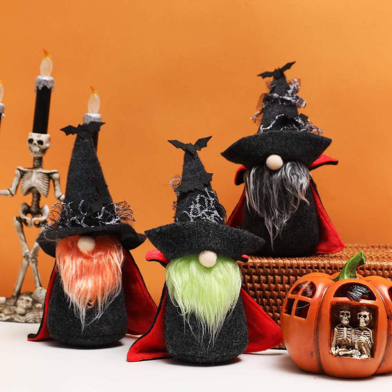 Exotic Vampire Gnomes, Spooky Plush Halloween Decoration with Bats