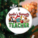 School Teacher Holiday Plaid Christmas Ornament Bundle, Ceramic Appreciation Gifts