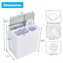 Twin Tub Portable Washing Machine with Timer Control and Drain Pump for Apartment-Gray by LJGDeals