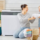 Twin Tub Portable Washing Machine with Timer Control and Drain Pump for Apartment-Gray by LJGDeals